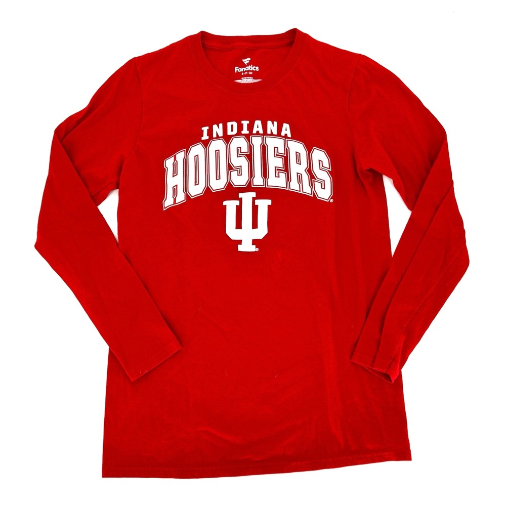 Fanatics IU Indiana Hoosiers Mens Small Red Long Sleeve Shirt 100% Cotton